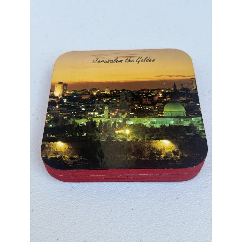 Drink Coasters‎ Jerusalem themed Set of 6 Vintage iconic historical sites 4 x 4